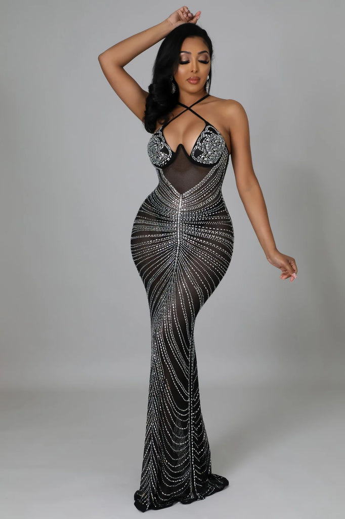 Long Sparkly Rhinestone Evening Gown